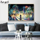Японская уличная девушка искусство стены 5D Вышивка крестиком Мозаика шумная улица квадратные круглые наборы
