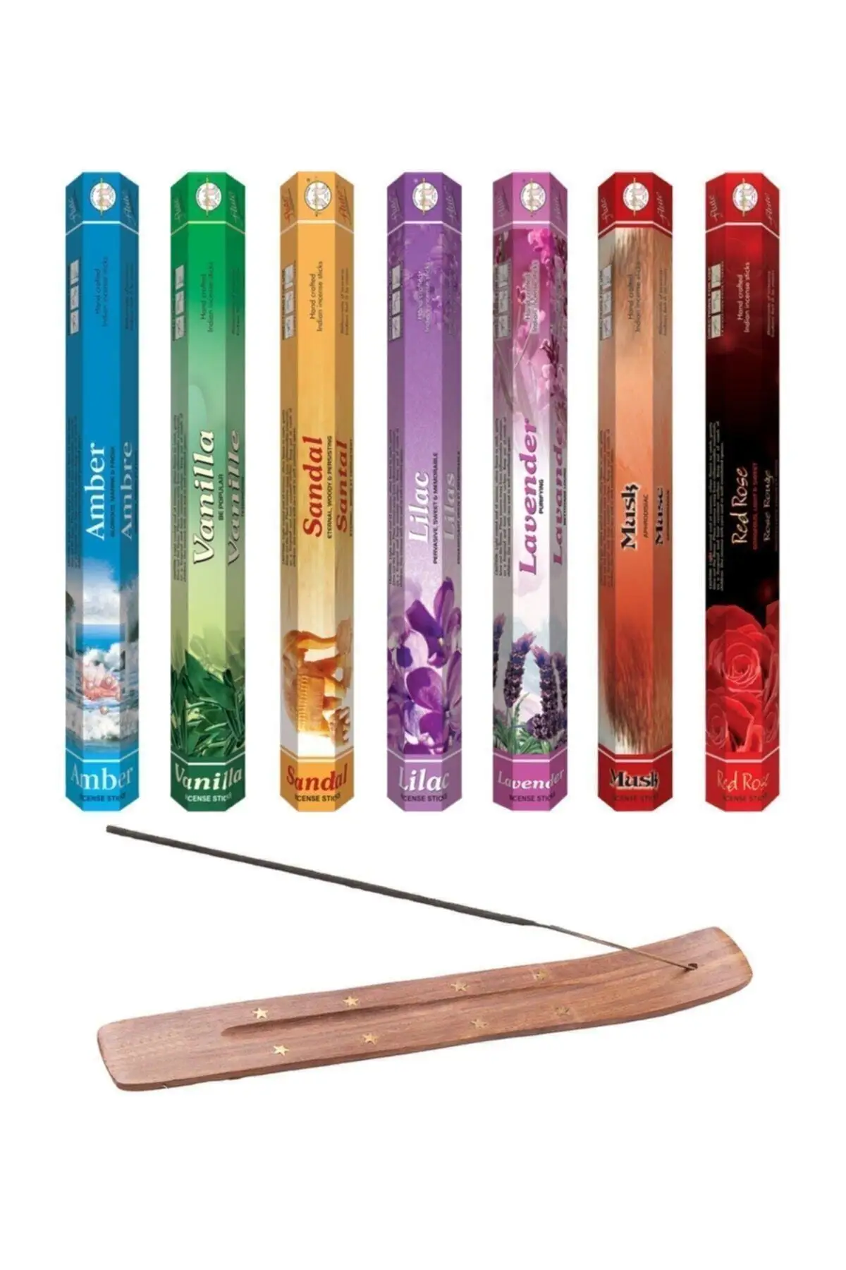 140 Incense (Amber, Vanilla, Sandalwood, Lilac, Lavender, Musk, Red Rose Incense Boat