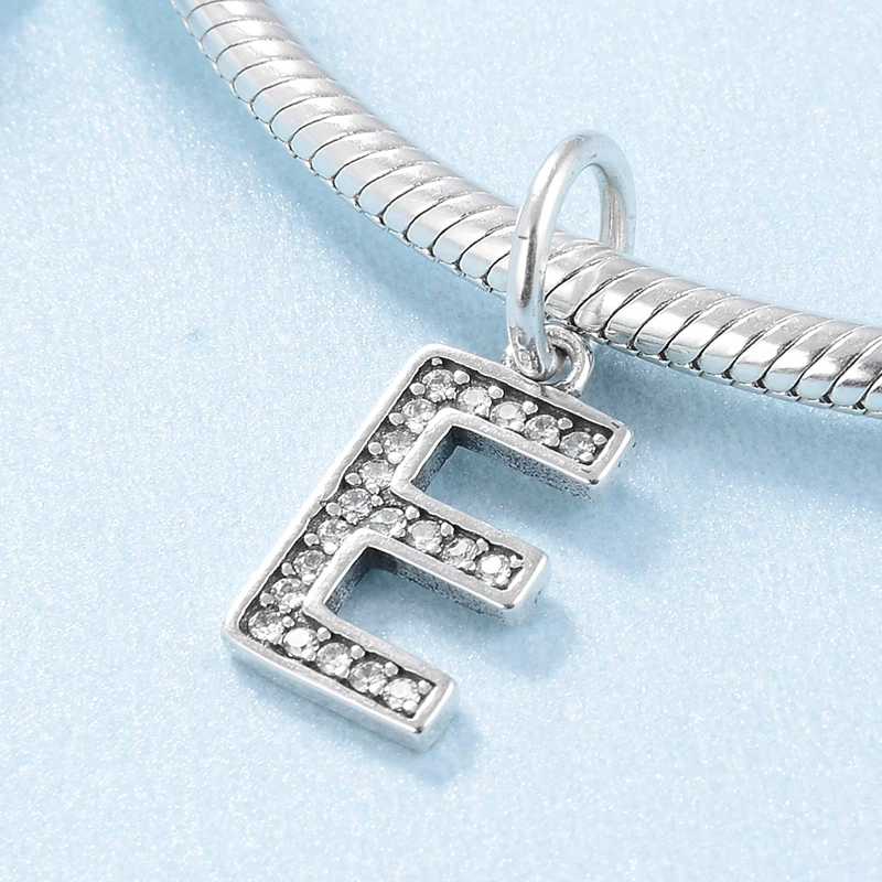 Новый 925 пробы серебряная буква из бисера от А до Z прозрачными камнями Подвески