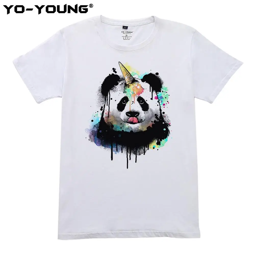 Icecream футболка с пандой унисекс 100% хлопок уличная одежда летние Забавные футболки