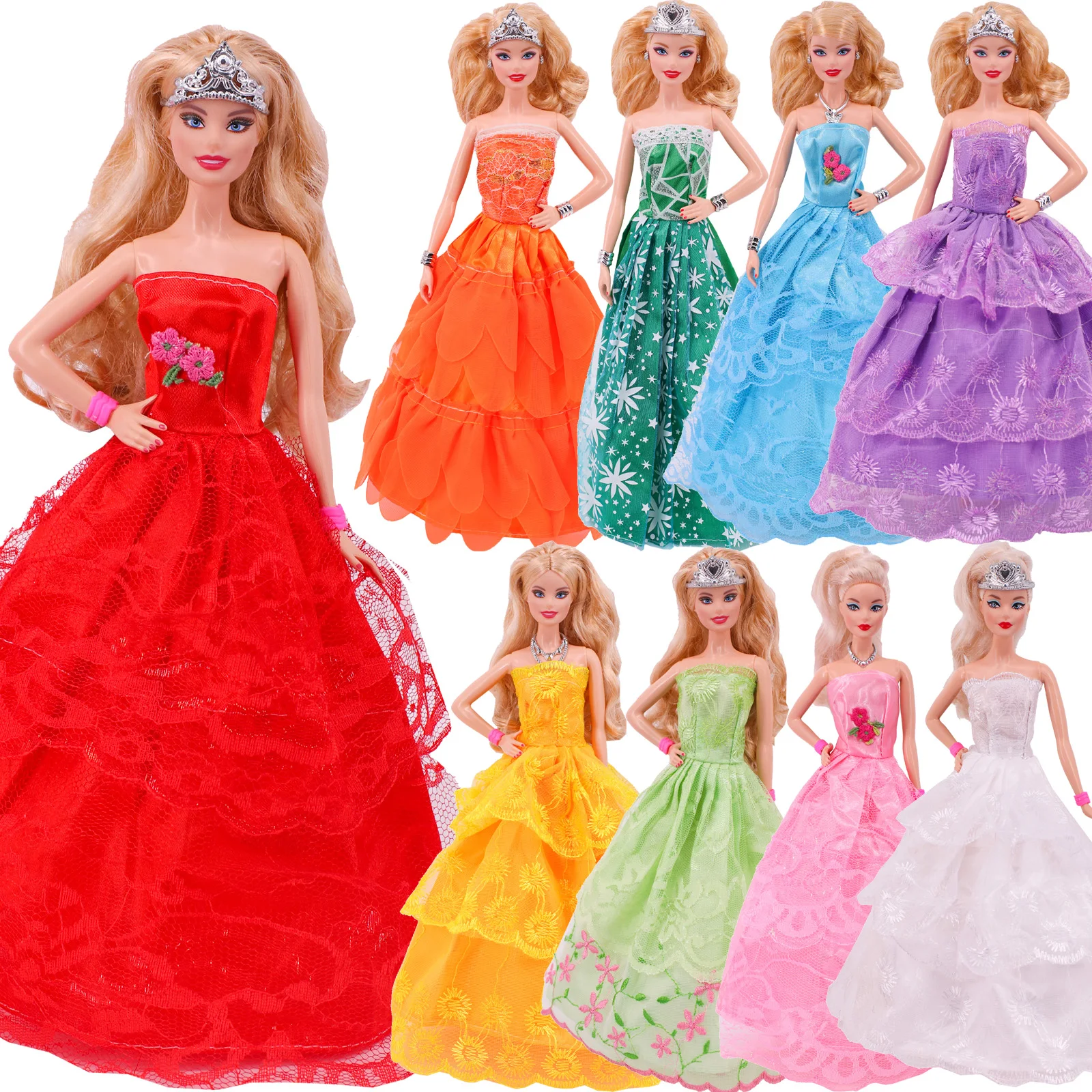 

Barbies Doll 1 Evening Dress+4 Pieces Random Accessories For 11.5inch Barbies Doll Cocktail Daily Casual Clothing Accessories