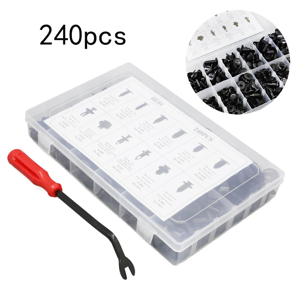 

240 шт. автомобиля фиксатор крепления зажимы комплект Авто кнопочные Заклепки Набор бампер зажимы отделки дверной панели для Форд Тойота