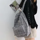 Женский рюкзак, модная школьная сумка для девушек в колледже, клетчатая Корейская Повседневная простая сумка в полоску для книг, дорожная сумка через плечо для подростков