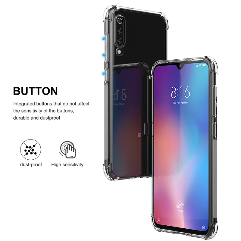 Роскошный противоударный Прозрачный чехол для Xiaomi Redmi 8 8A 7A 5 Plus 4A Go Black Shark 2 Helo Mi Note 3