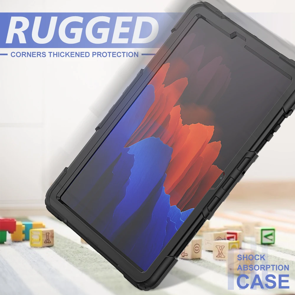 

Shockproof Heavy Duty Full Protection Tablet Cover for Samsung Galaxy Tab S7 Plus T970/T975/T976 12.4 inch KickStand Strap Case