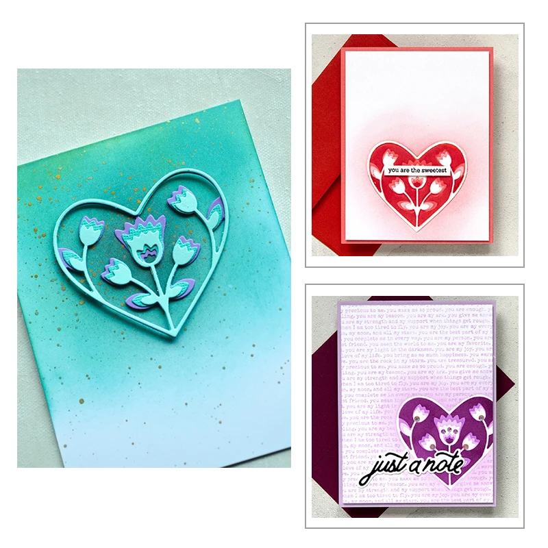 

Многослойная рамка сердце с тюльпаном 2020 новые металлические Вырубные штампы для скрапбукинга и изготовления карт украшение тиснение реме...