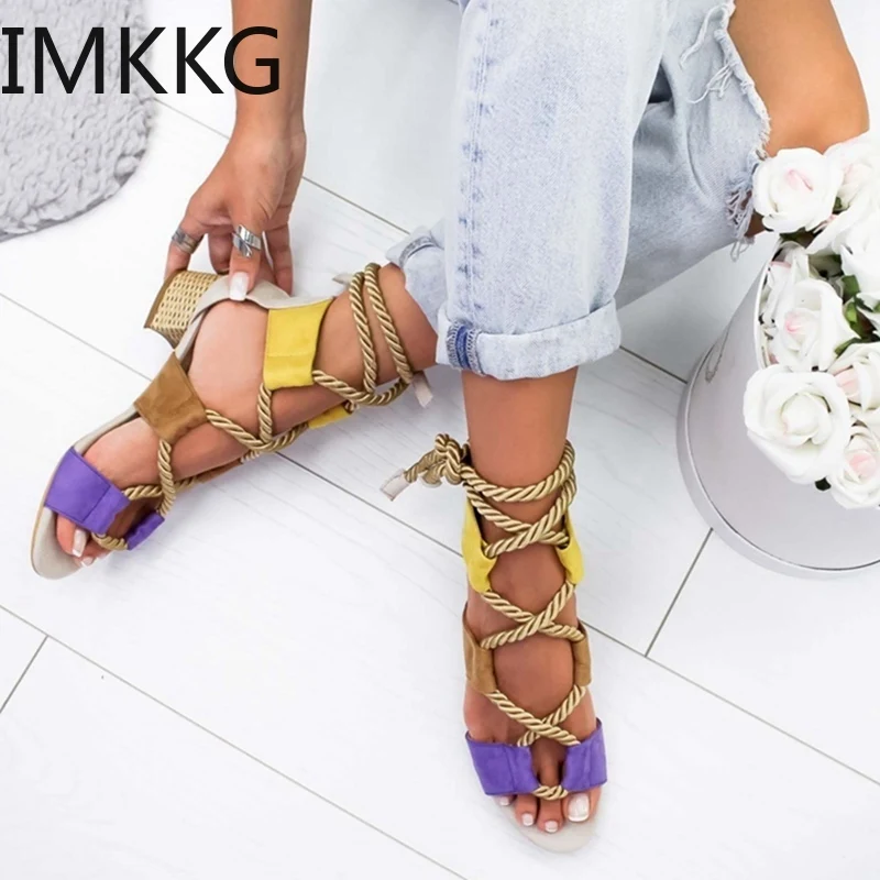 Летние женские босоножки Босоножки с открытым носком на каблуке Женская обувь из