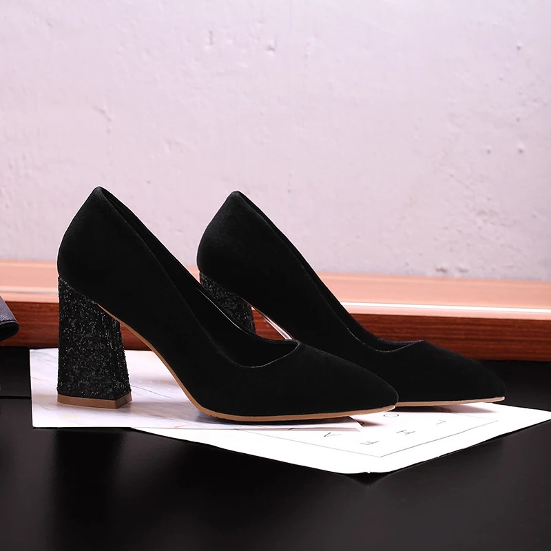 Г., женские бархатные туфли-лодочки на высоком каблуке женские вечерние свадебные туфли на платформе с ремешком на щиколотке Роскошные серебристые и черные модельные туфли-лодочки