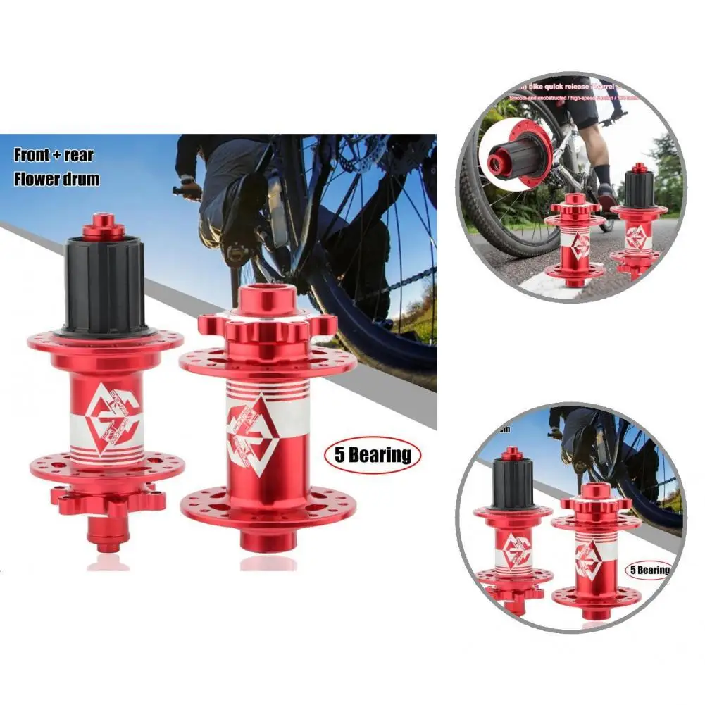 

Aluminum Alloy 1 Pair Excellent 5 Bearings 32 Holes Barrel Shaft Hub Black/Red Disc Brake Hub Low Friction for Bicycle