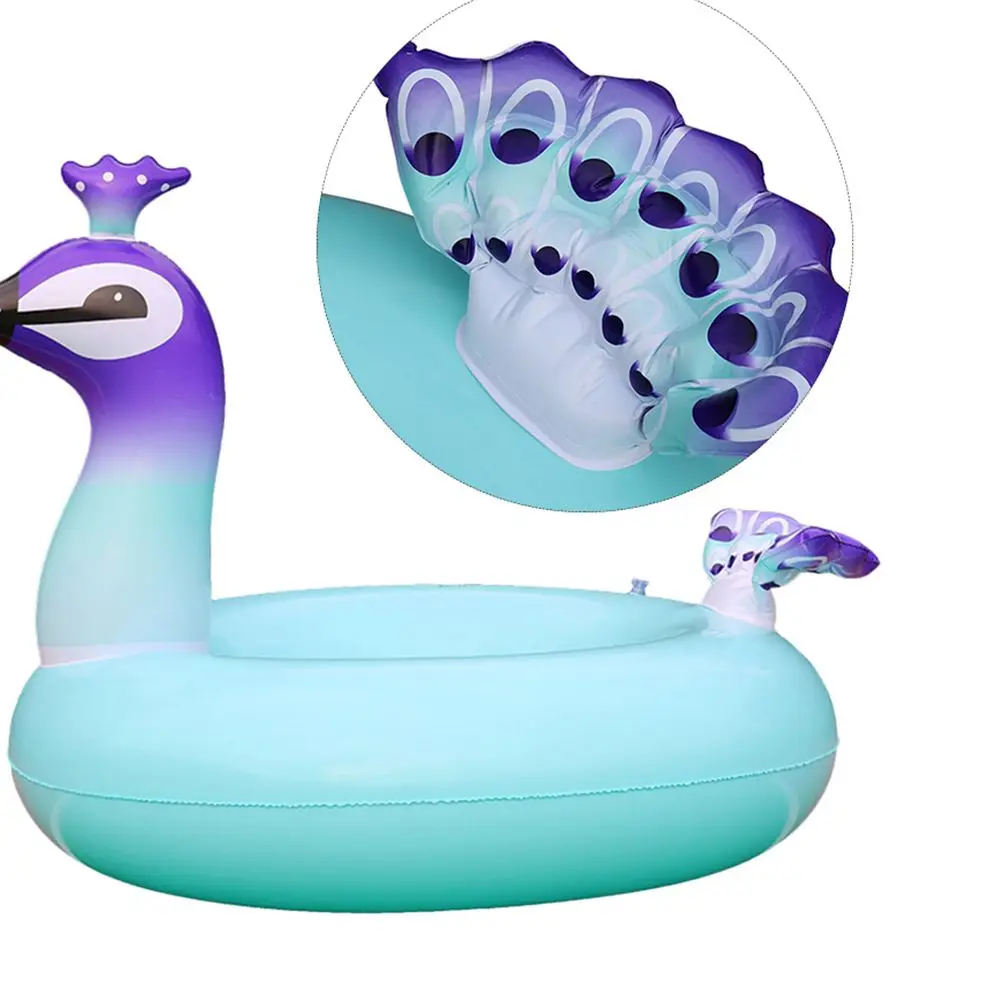 

1pc Cartoon Peacock Pattern Portable Swimming Supply Water Playing Ring Inflated Ring for Summer