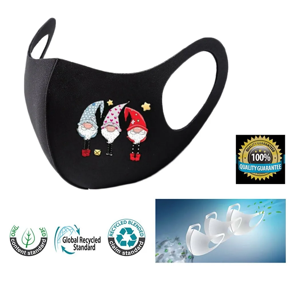

5PCS Adult Print Face Mask Reusable Colorful Fabric Face Turban Stylish Fashionable Neutral Washable Mask Christmas Face Shiled
