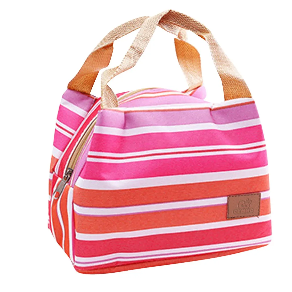 Maison Fabre lunch bags for women Nylon thermal bag Portable Stripe Lunch Food Fresh Pouch Office Picnic Drink Cold Handbag | Багаж и
