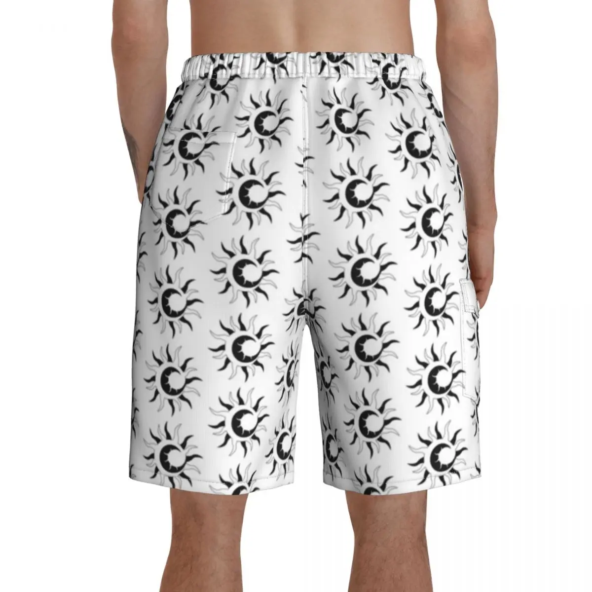 

Sun Moon Board Shorts Bathing Swimming Trunks Polyester Pattern Men Swim Trunks
