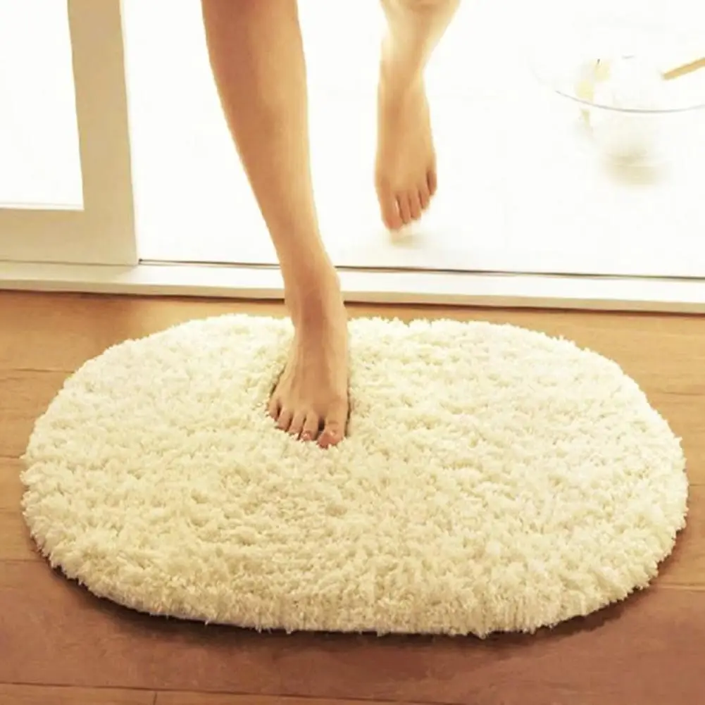 

High Quality Bathroom Carpet Ellipse Mats Anti-slip Shower Room Bath Mats Toilet Rugs Chenille Bathroom Floor Door Plush Mat