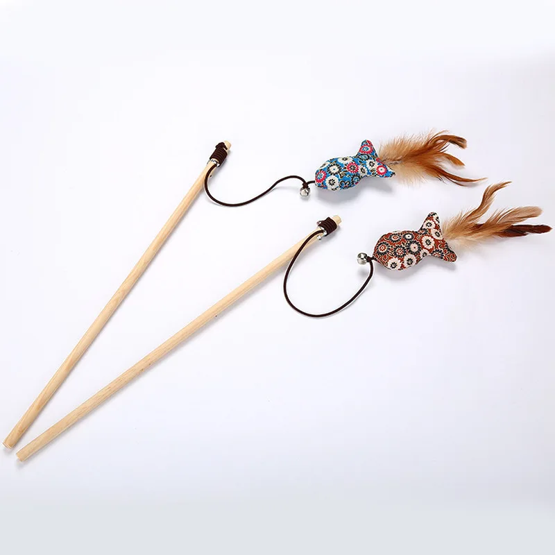 Игрушка для кошек деревянная забавная палочка ручной работы с колокольчиками