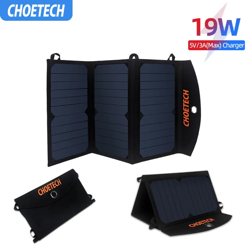 CHOETECH 19 Вт водонепроницаемое солнечное зарядное устройство складная солнечная панель батарея USB зарядное устройство с автоматическим определением для iPhone samsung
