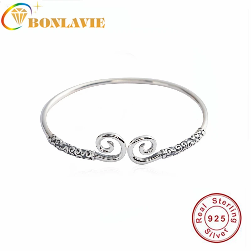 BONLAVIE S925 Серебряный браслет с изображением обезьяны короля обруч надписью Love You