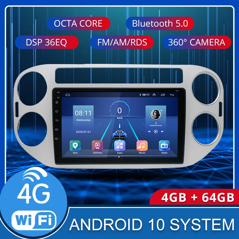Android 10 0 автомобильный мультимедийный плеер для Volkswagen Tiguan 1 NF 2006 2017 навигация GPS 2Din