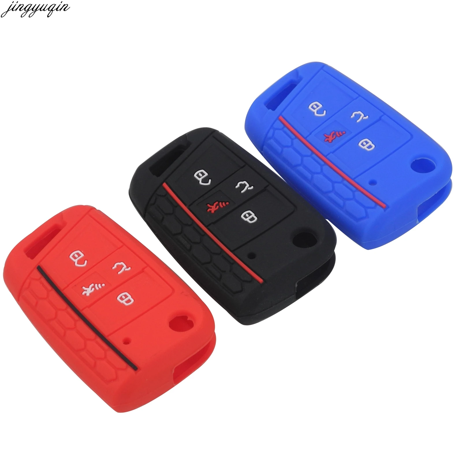 

Jingyuqin 30pcs/lot 4 Buttons Silicone Car Key Cover Case Protect for VW Polo 2016 Golf 7 MK7 for Skoda Octavia Combi A7