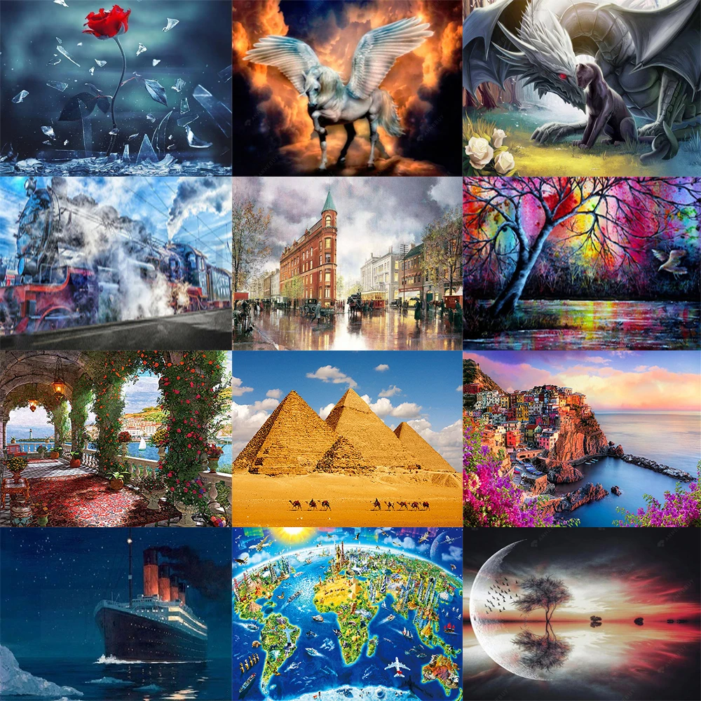 

Landscape Animals Picture 5D DIY Diamond Painting Square/Round Full Drill Mosaic Cross Stitch Kit Artist Home Decoration