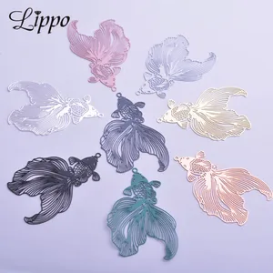 30 шт. AB5587 32*49 мм Серебряный цвет и розовое золото Подвески Золотая рыбка