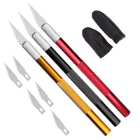 dailylike 3 pcs leather carving knifes kit with 15 blades stainless steel metal scalpel knife tools kit handle non slip knife