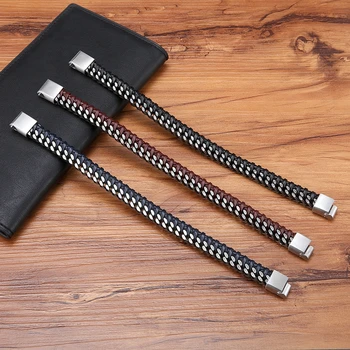 Vintage Handmade Leather Braid Men Bracelet 6