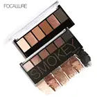 Палетка дымчатые тени Focallure, шелковистые гладкие тени для век, 6 цветов, водостойкие мерцающие блестящие тени для век, набор для макияжа