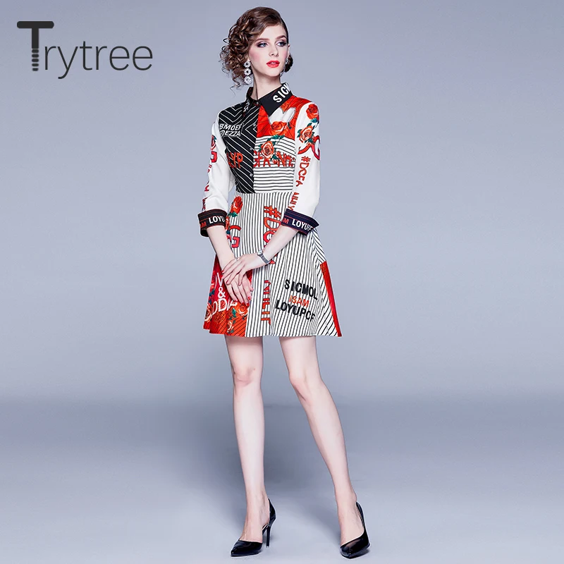 Женское Повседневное платье трапеция Trytree элегантное красное с отложным