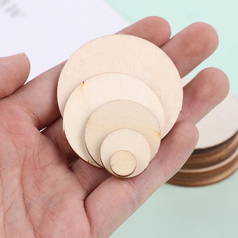 

Natural Pine Round Unfinished Wood Slices DIY Accessory Wood Crafts Wedding Birthday Xmas Ornament Decor 100Pcs/Lot