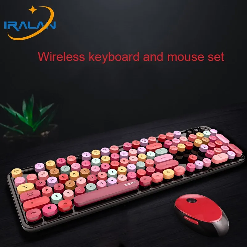 Мультимедийные кнопки женский набор клавиатуры и мыши 2 4G беспроводная