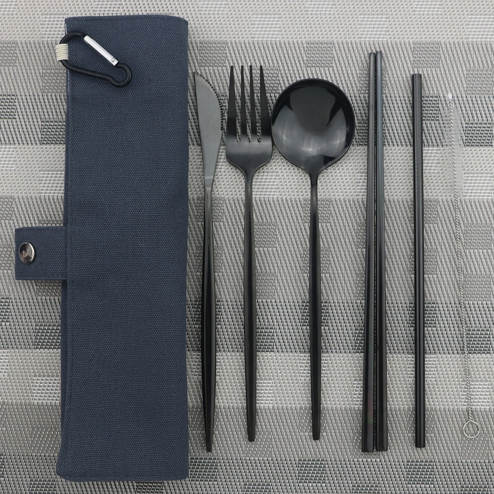 Набор посуды из нержавеющей стали 7 шт. портативные дорожные столовые приборы