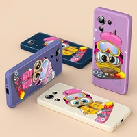 cute owl for xiaomi 11 ultra 10t 10 pro lite 9 5g mix 4 3 cc9 luxury liquid silicone soft cover phone case