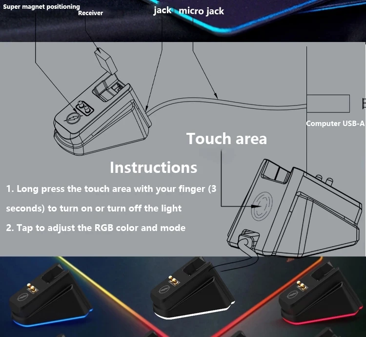 Игровая мышь Беспроводное зарядное устройство для Logitech G403 G502 G703 G903 HERO зарядная