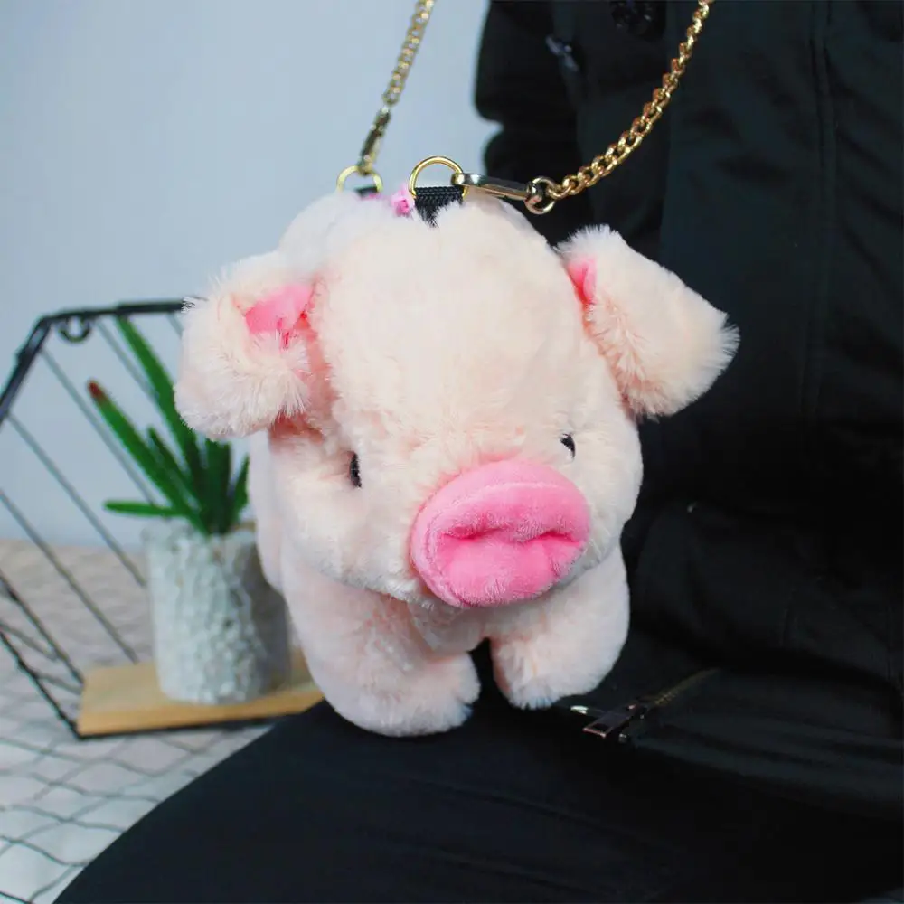 Розовая плюшевая свинья сумка для куклы набивные животные на одно плечо кошелек