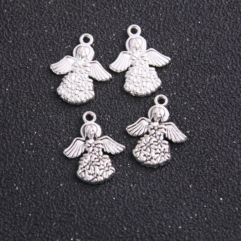 12 шт./лот 17*21 мм винтажные серебряные подвески в виде крыльев Ангела