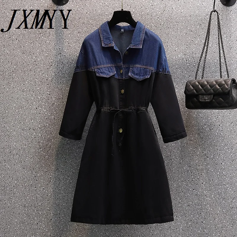 Женское свободное джинсовое платье с вышивкой осень 2021 | Женская одежда