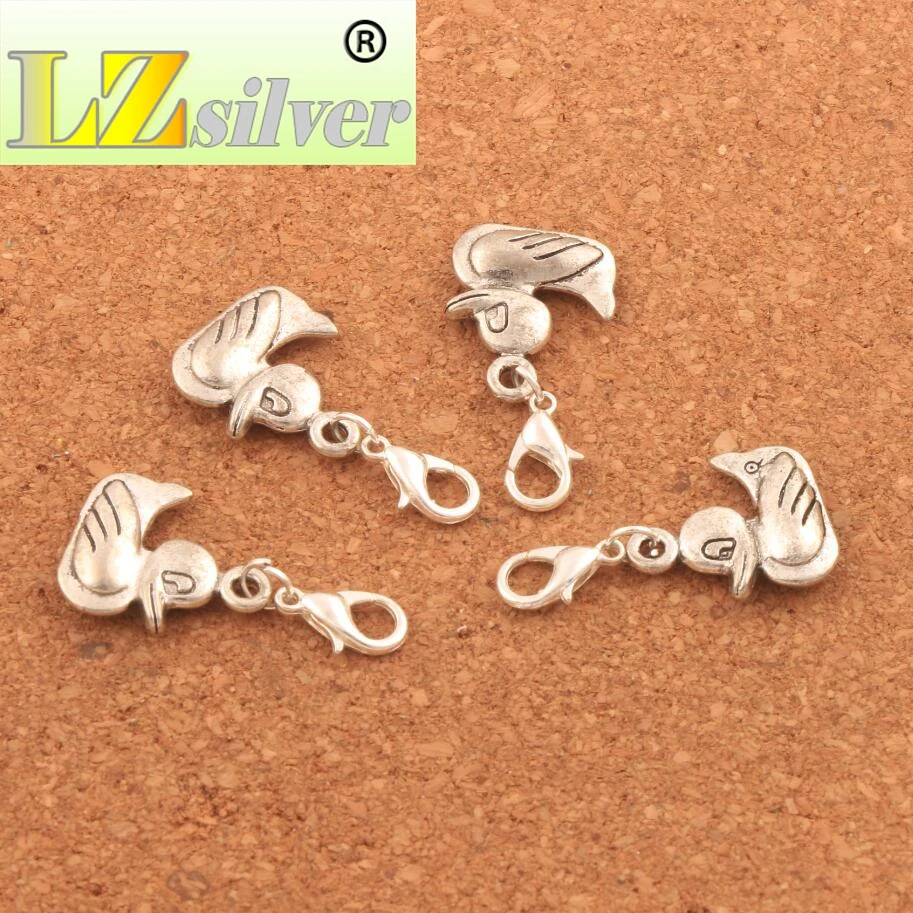 Happy Ducks Swimming Clasp European Lobster Trigger Clip On Charm Beads 15.8x32.5mm 60PCS Zinc Alloy C097