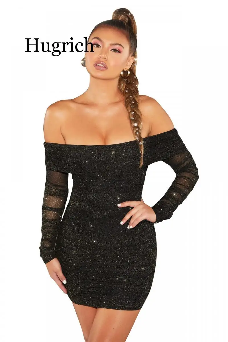 Летнее сексуальное блестящее платье для женщин 2020 облегающее с вырезом лодочкой