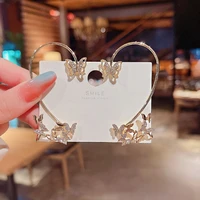 2021 new trendy butterfly clip earrings ear hook pearl ear clips without pierced ears chain earrings women girls jewelry gifts