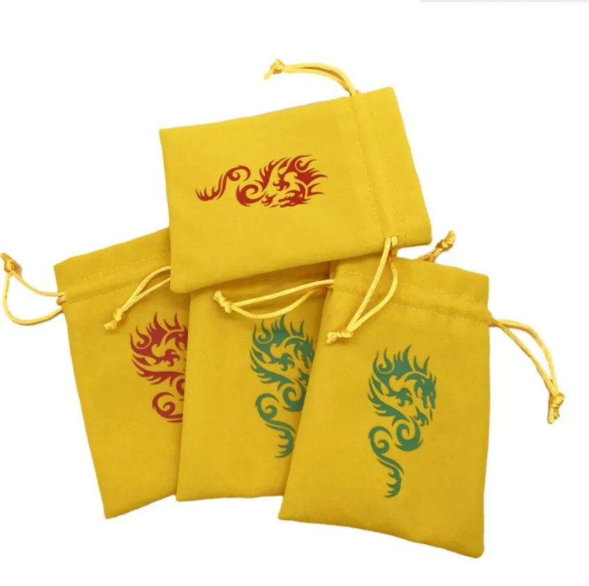 

Yellow Velvet Gift Bags 7x9cm 9x12cm 11x14cm 15x20cm pack of 50 Custom Logo Jewely Eyelashes Sack Makeup Drawstring Pouches