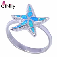 cinily created blue fire opal silver plated wholesale hot sell star for women jewelry new year gift ring size 6 8 oj6877