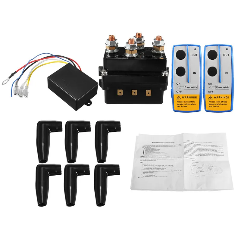 

12V 500Amp Car HD Electric Capstan Contactor Winch Control Solenoid Twin Wireless Remote Recovery 4x4 Remote Controls