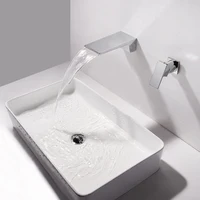 SKOWLL Wall Mount Roman Tub Filler Waterfall Bathtub Faucet Single Handle Bathroom Sink Faucet, Polished Chrome