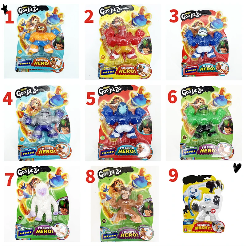 

11styles Hotsale Goo Jits Super Hero Squeeze Squishy Rising Anti Stress Toys Figurines Collectible Soft Dolls For Boys Kids Gift