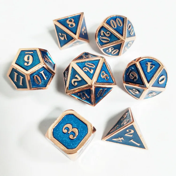 Набор игральных костей Dungeons & Dragons Outlet New Font, 7 штук/набор, инновационные кости RPG D&D из сплава металла, многоцветный гейминг инструмент для азартных игр.