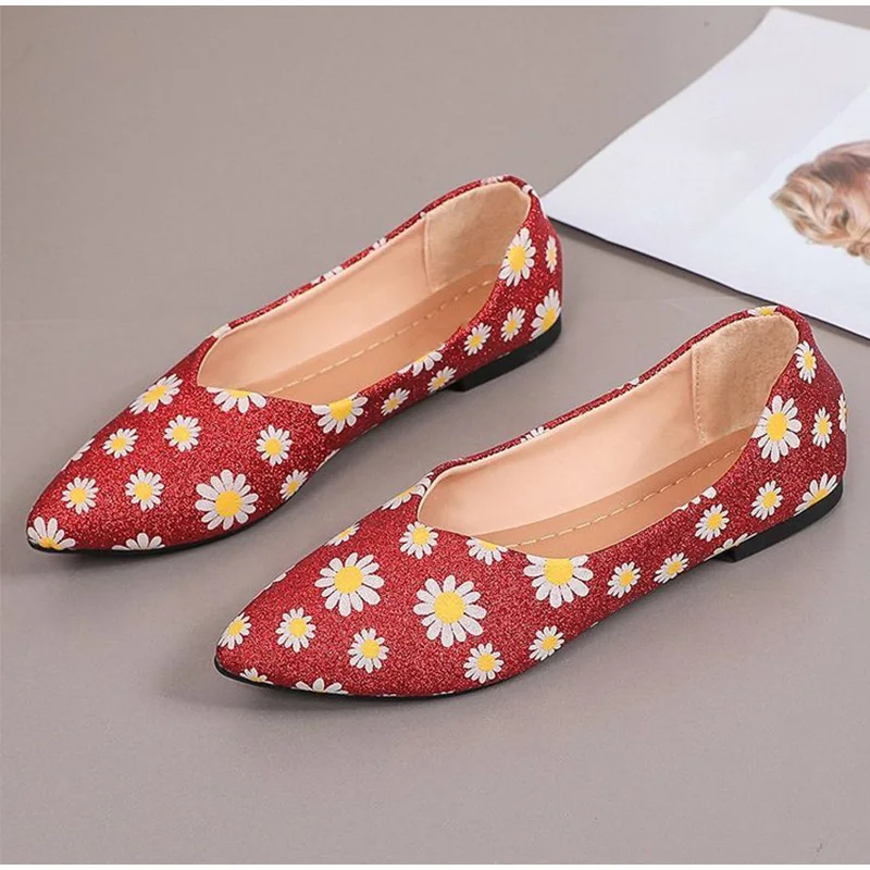 

Ladies Loafers Flat Casual Floral Pointed Frosted Shallow Mouth Ladies Shoes Light Women's Shoes Ladies Spring Summer 2021