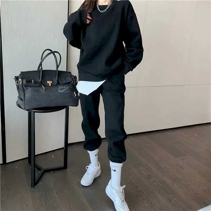 Спортивный костюм для женщин весна-осень 2021 винтажный корейский Свободный