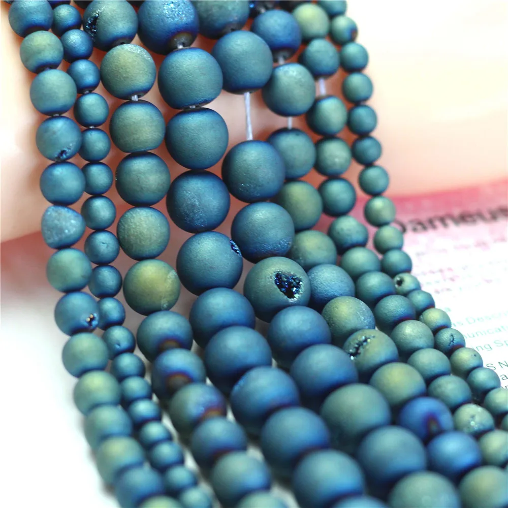 

Oameusa Natural Lake Blue Gorgeous Matte Fancy Rock Volcano Loos Beads Stone Agates Beads for DIY Jewelry Making 15"