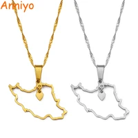 anniyo heart iran map pendant necklace women girls jewelrysilver colorgold color iranian necklaces 211721